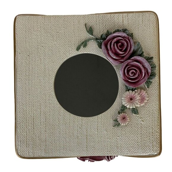 Floral Tissue Box Cover 3D Resin Pink Roses Cream Gold Square Cottagecore - Picture 6 of 7
